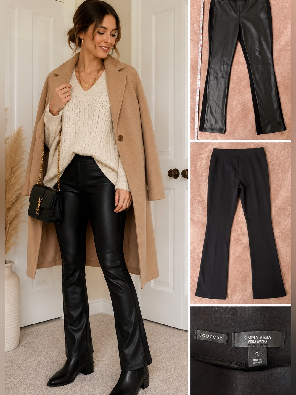 Simply Vera Vera Wang Faux Leather Front Leggings Size S